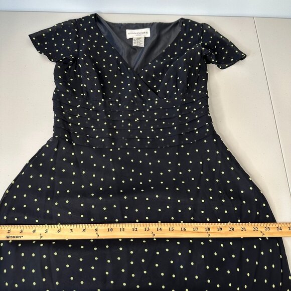 Vintage Evan Picone Polka Dot Midi Dress Sz 10 Black Whimsigoth - Picture 8 of 11